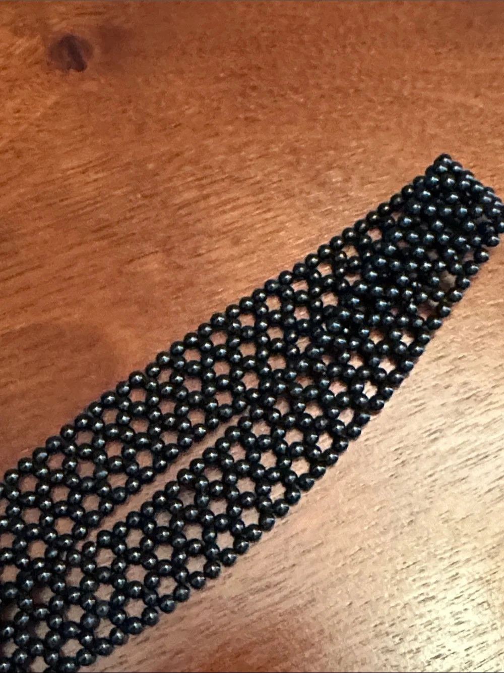 Black Beaded Stretch Hairband for Women - Classic Elastic Accessory